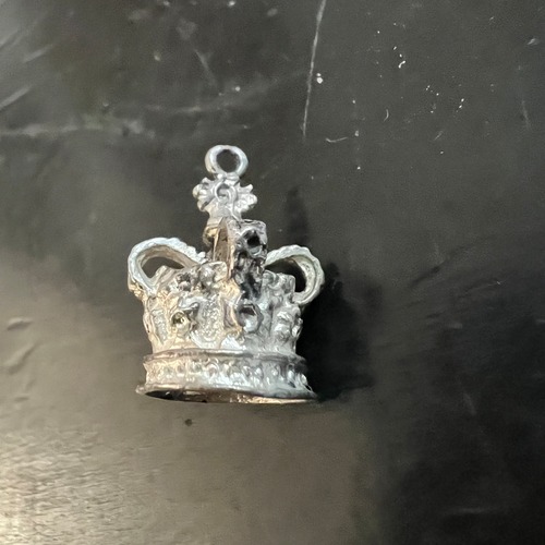 イギリスシェフィールド　アンティークネックレストップ　クラウン　シルバー
