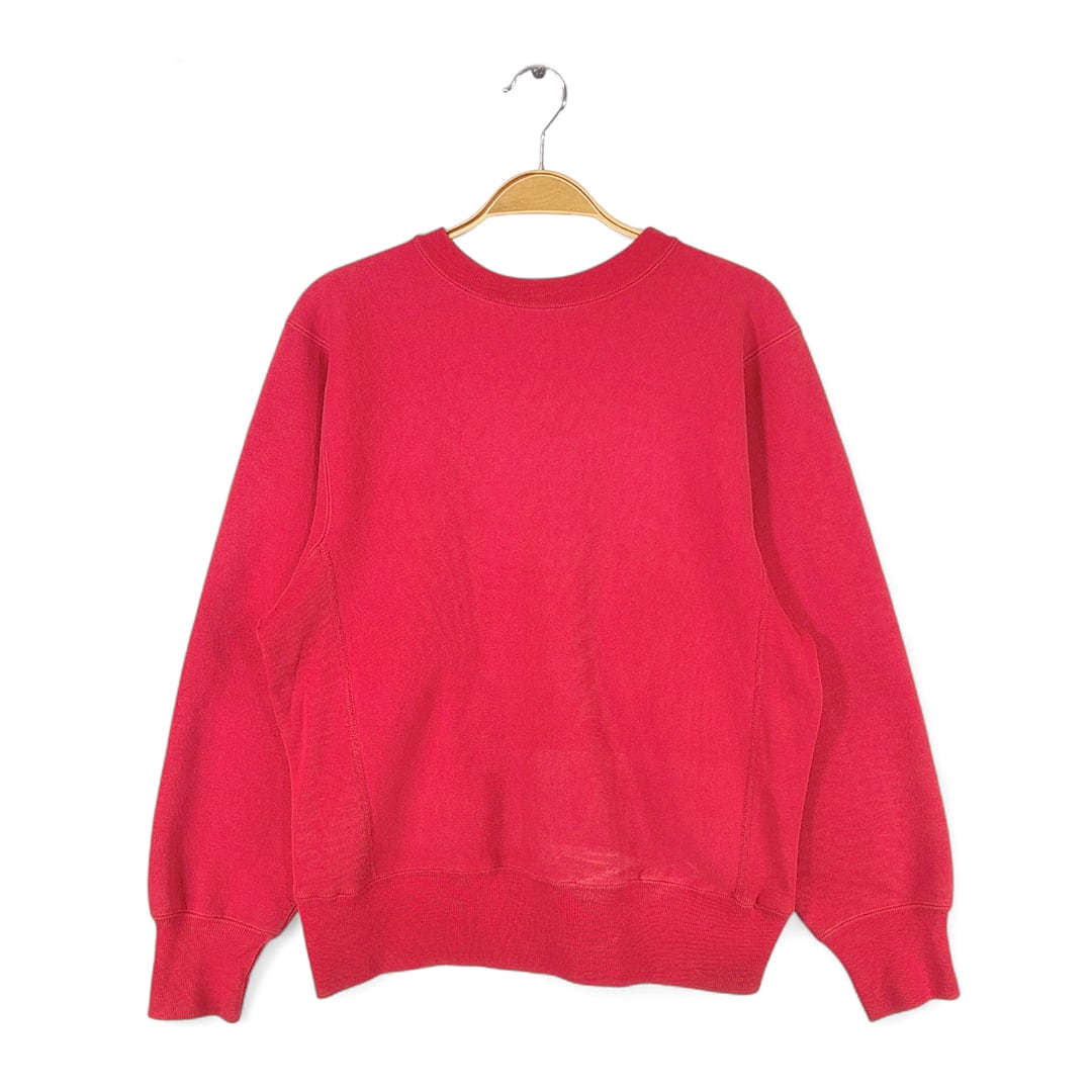 80s チャンピオン × ランズエンド USA製 目無し 別注 ヴィンテージスウェット 無地 レッド レディースS 古着 @CF0984