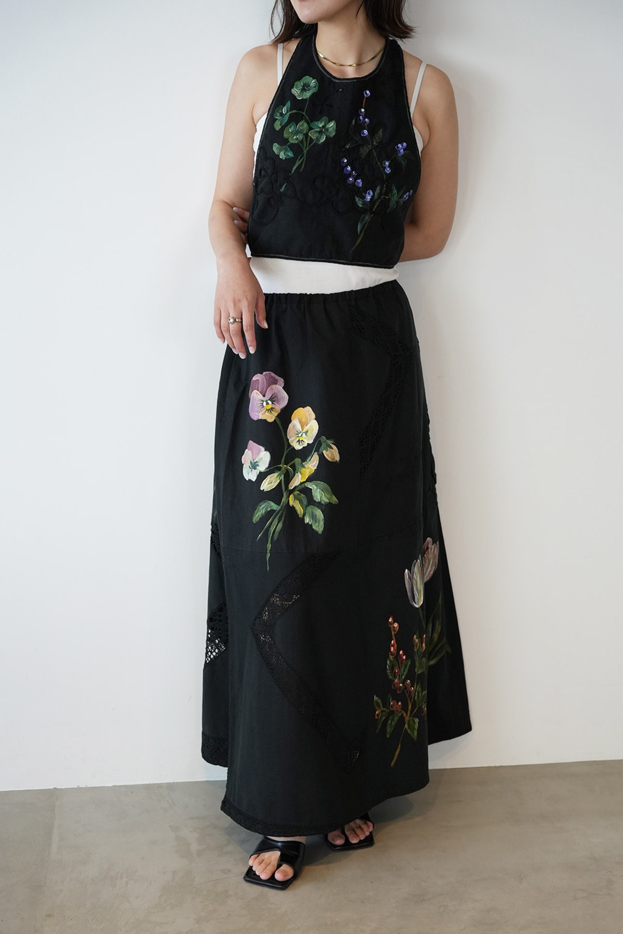 vintage lace skirt purple pansy