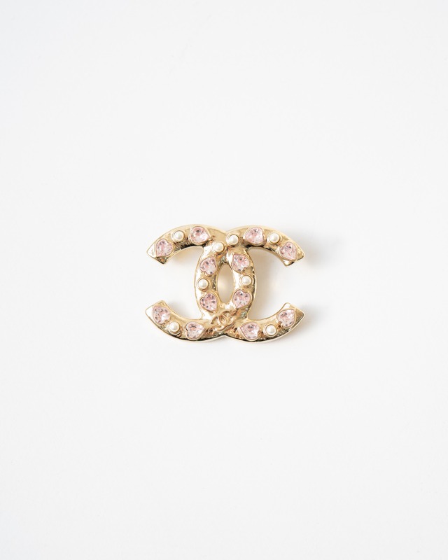 〈CHANEL〉CC Mark Heart Crystal Brooch 2022AW