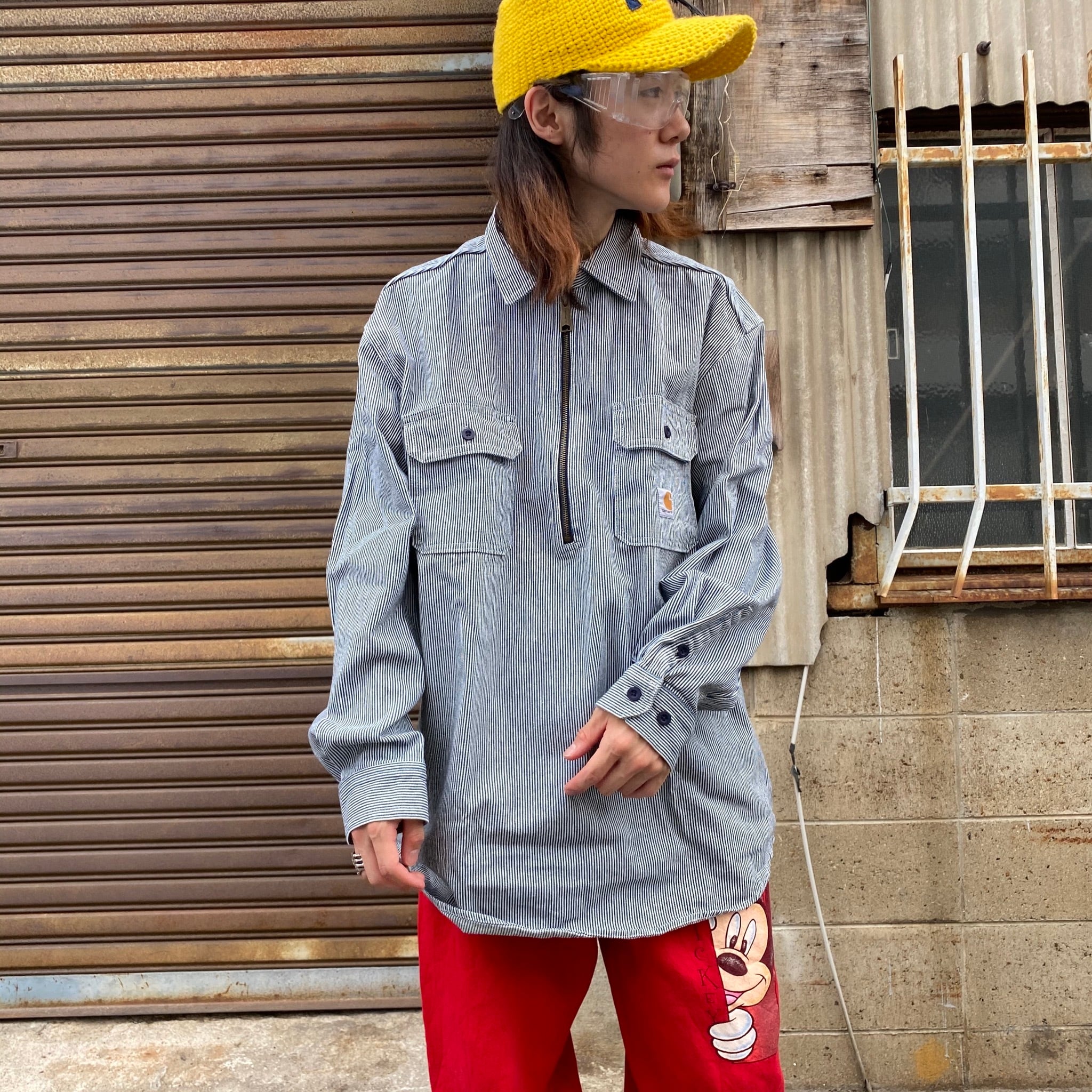 Carhartt カーハート ハーフジップ ヒッコリーストライプ プルオーバー 
