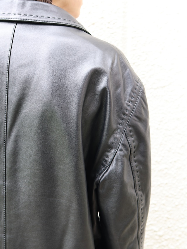 【gianfranco ferre】leather long tailored jacket