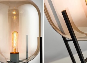 デザインインテリア　ナイトスタンド　　デザインランプ　間接照明　フロアライト　ランプ　コニャックガラス 
