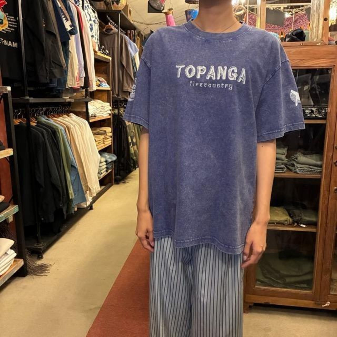 TOPANGA Lady's TOPANGA FIRECOUNTRY Pigment dyed T-shirt Life of seaside Blue　ピグメントダイ半袖Tシャツ　ライフオブシーサイド　ブルー　全4サイズ　