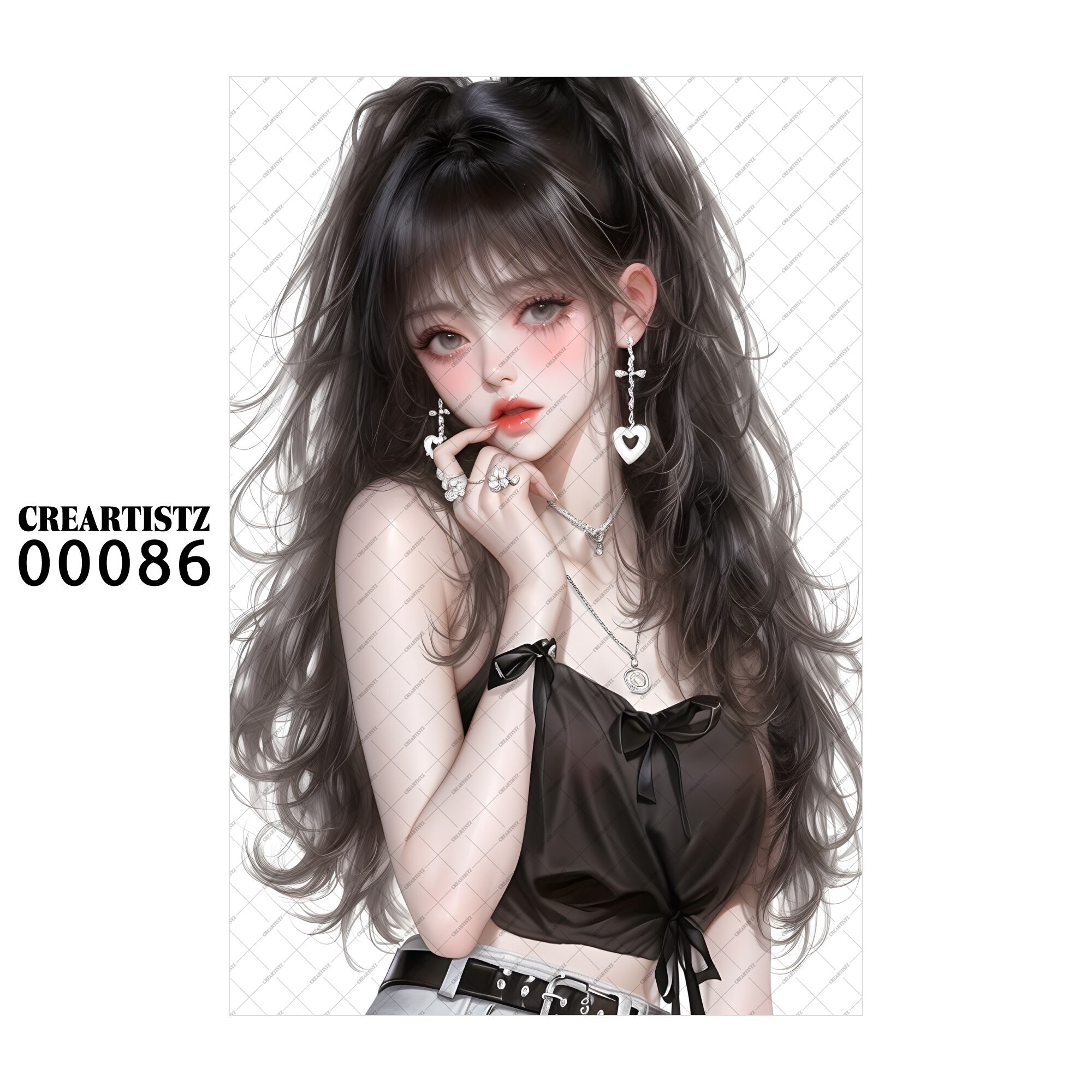 00086 ガール キュート オリジナル ペーパー/ステッカー 4枚セット CREARTISTZ