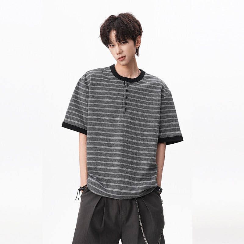 リラックスフィットボーダー柄半袖Tシャツ