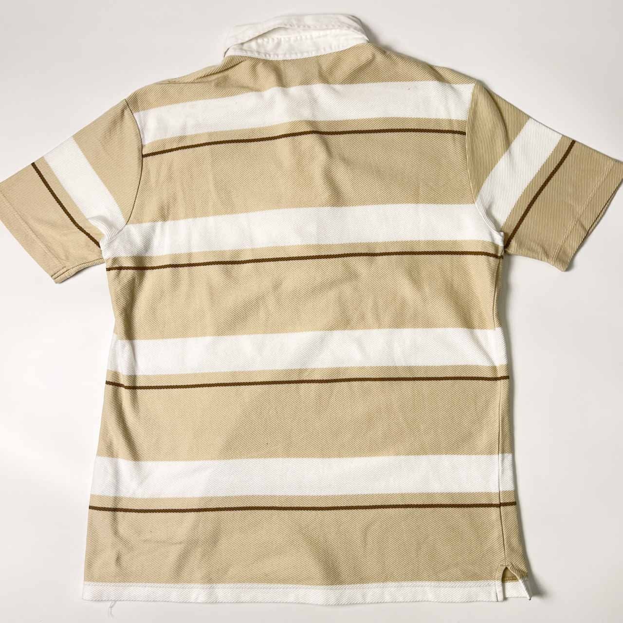 Canterbury カンタベリー ボーダー 半袖 ラガーシャツ ポロシャツ L/ベージュ×ホワイト メンズ