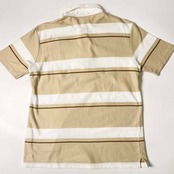 Canterbury カンタベリー ボーダー 半袖 ラガーシャツ ポロシャツ L/ベージュ×ホワイト メンズ