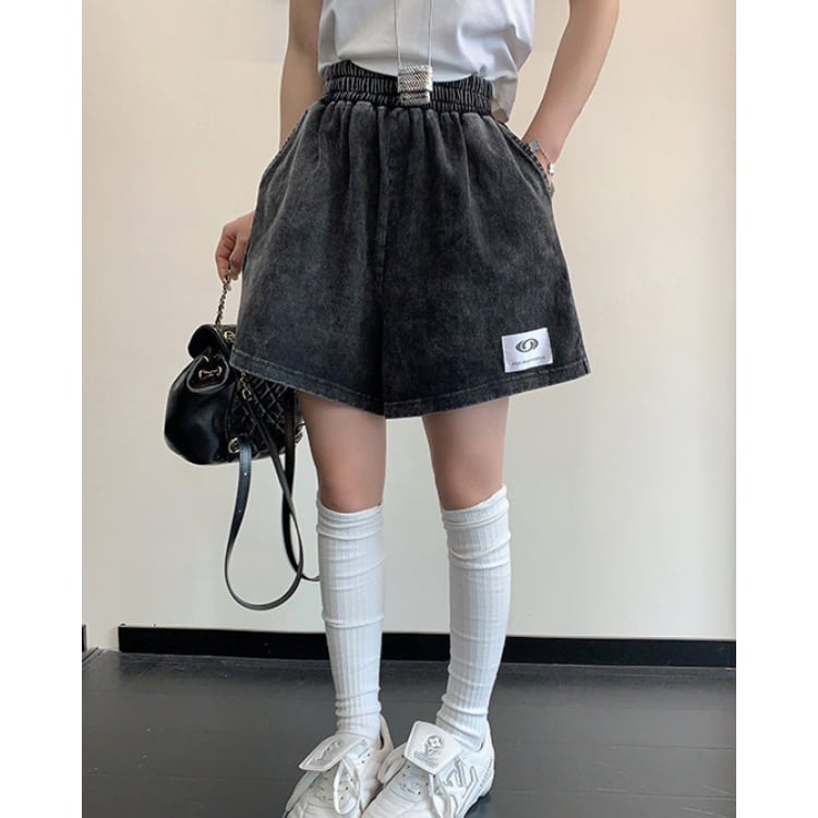 パッチ付き Aライン イージー ショートパンツ ◆2col L60041