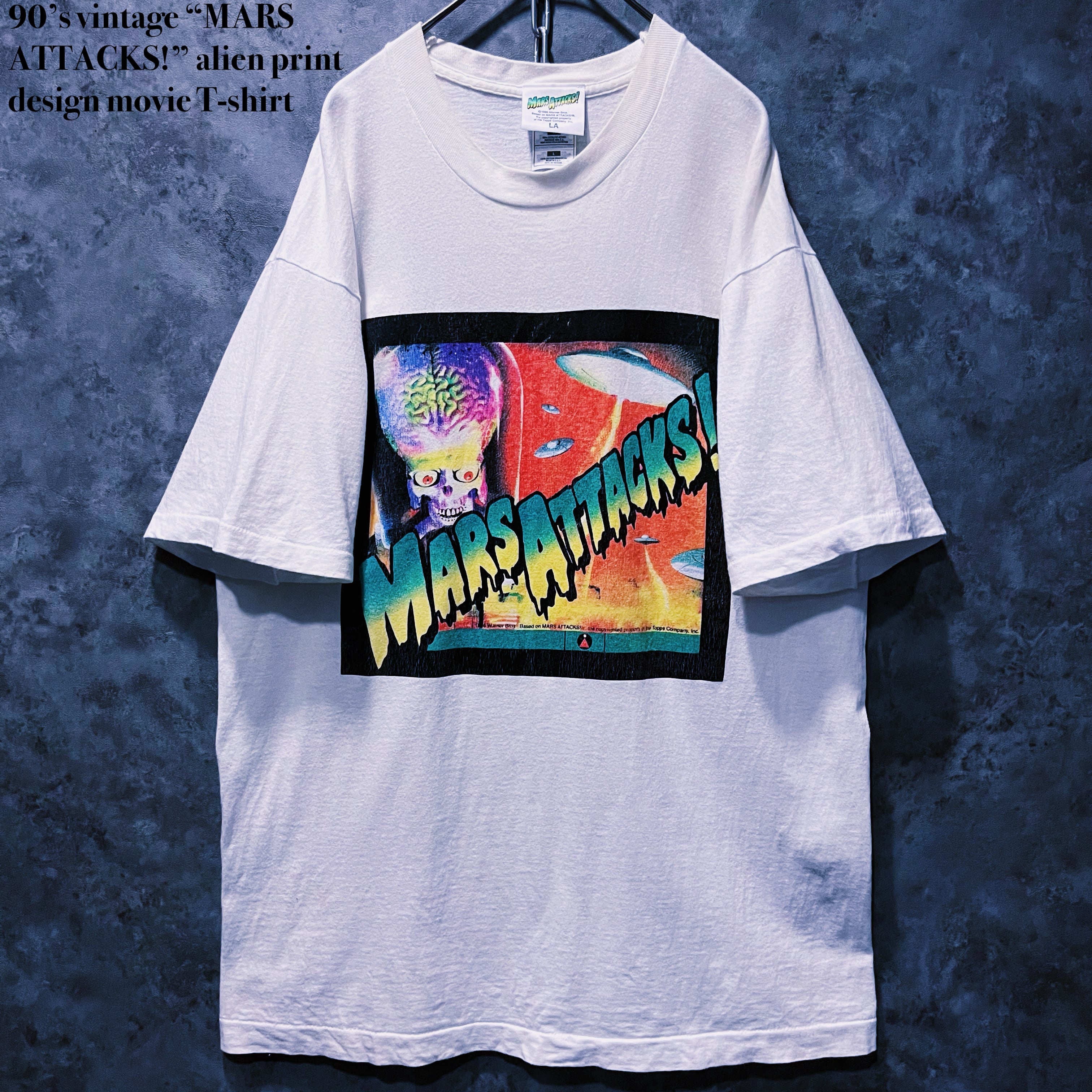 【doppio】90’s vintage “MARS ATTACKS!” alien print design movie T-shirt