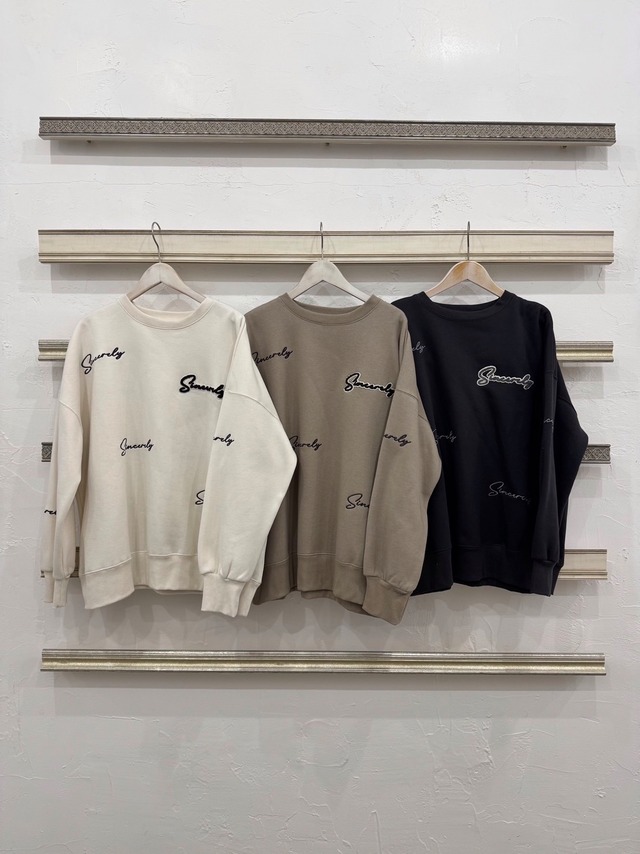 起毛あったか刺繍ロゴカットソー