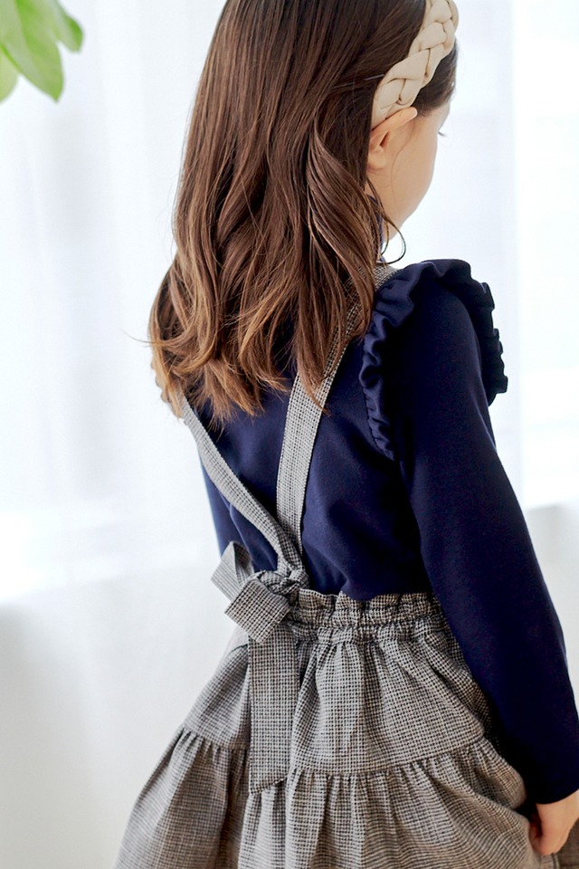 タートルネックフリルショルダートップス<Navy>