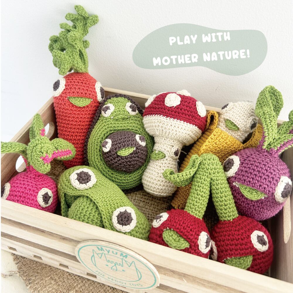MyuM ミューム | かぎ針編み お野菜 Rattle ラトル きのこ にんじん