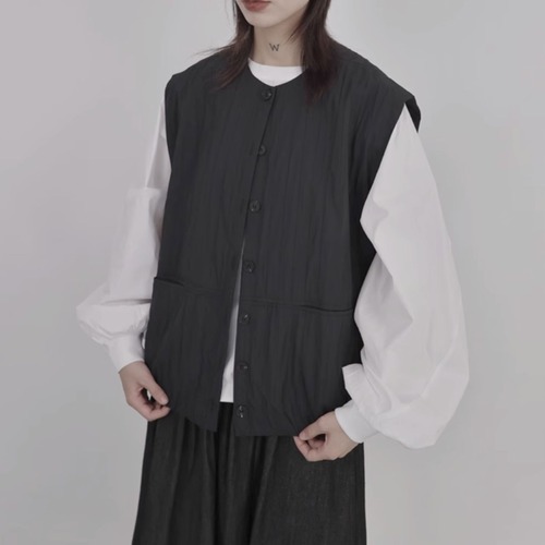 Front button fastening single-breasted quilted vest【2color】 C0906