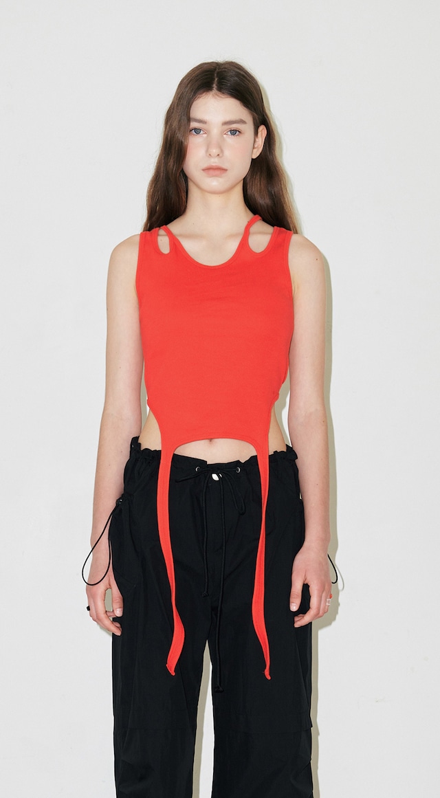 [sllow garments] GARTER SLEEVELESS TOP - RED 正規品 韓国ブランド 韓国代行 韓国通販 韓国ファッション スローガーメンツ sllowgarments