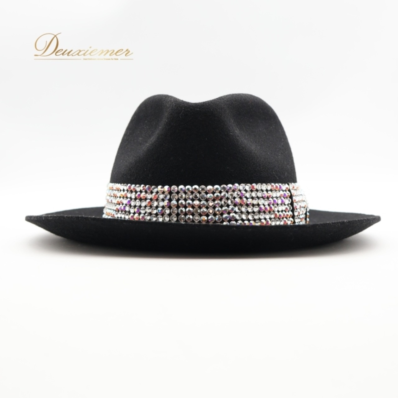 ダンス 衣装 帽子 ハット ブラック系 タカダンス TAKA DANCE 黒 ラインストーン ラテン ジャズ デモ パーティー メンズ ぼうし リボン 小物 ダンス小物 イベント ステージ 競技 キラキラ 社交ダンス シルバー系