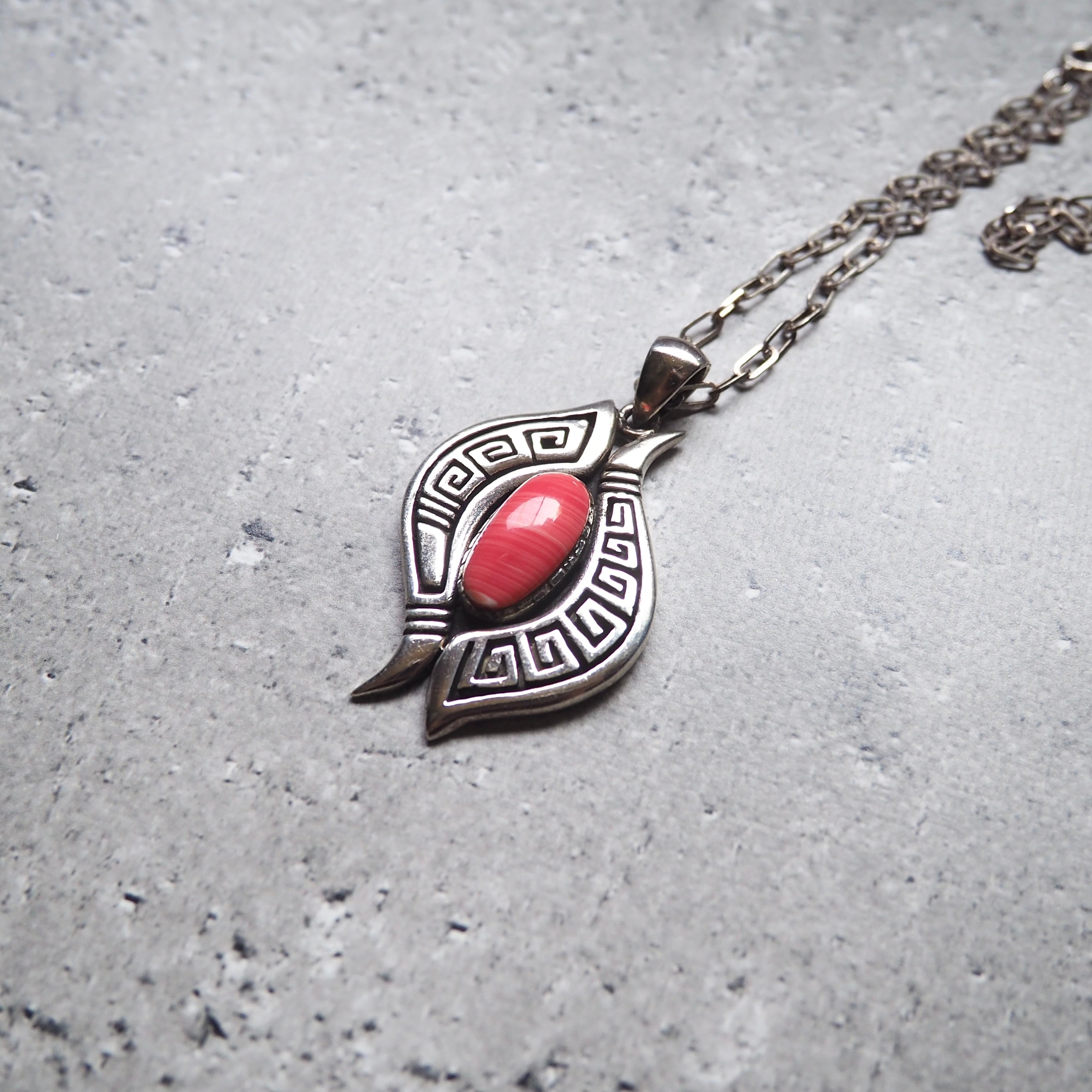” Silver 925 ” Spiny stone Custom vintage indian jewelry necklace