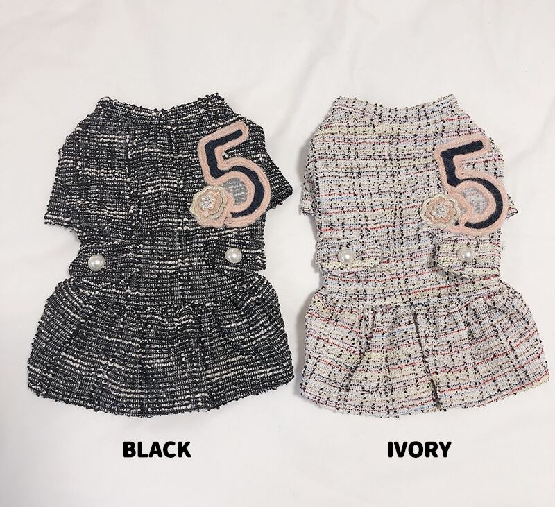 【SALE】No.5 ツイードワンピース  /  犬 服 新作 可愛い 犬服 ドレス ペット洋服 小型犬 中型犬 猫 犬の服 ドッグウェア 