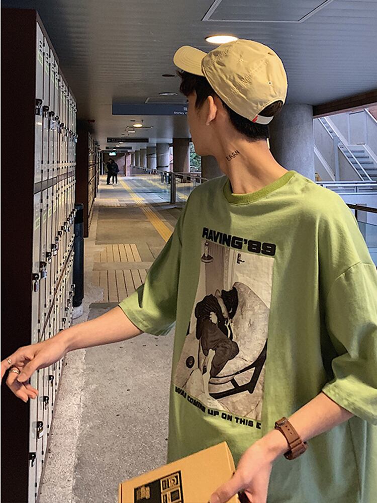 全2色 Tシャツ カットソー プリント カジュアル シンプル