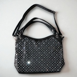 Vintage rhinestone design PU leather shoulder bag
