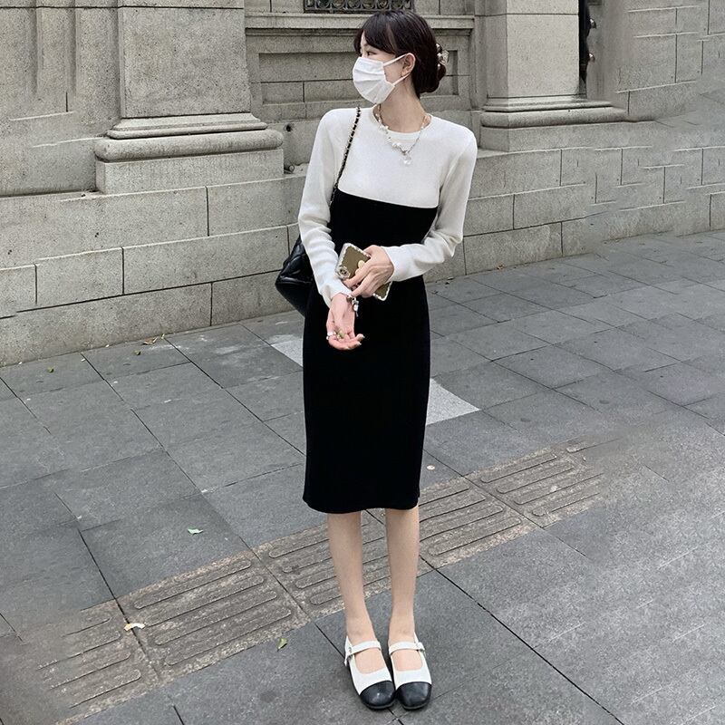 ウィンタードレス ニットスリムミディスカート ロング 冬物 1号婦人83369038870