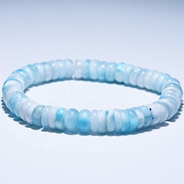 〔K2005-4〕約8mm ラリマー ペクトライト ブレスレット ボタン型 ドミニカ産 Larimar