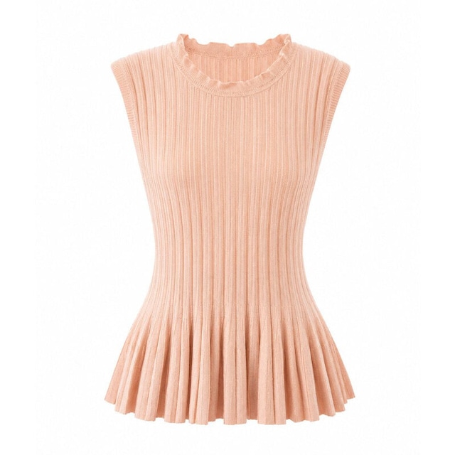 全3色/Pleated hem knit top　B556