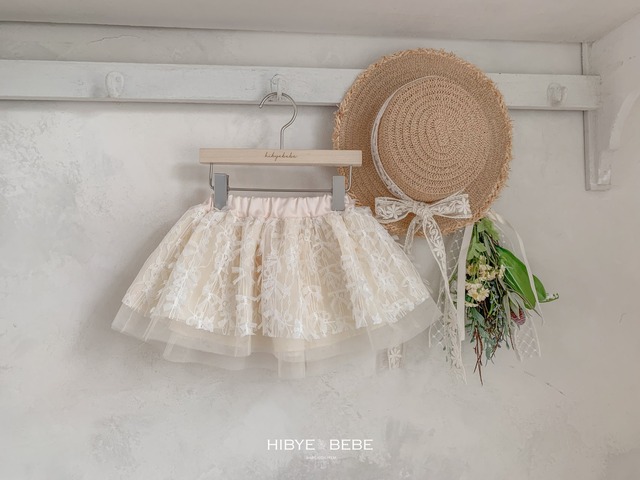 【即納】<Hibyebebe>  Ribbon lace skirt