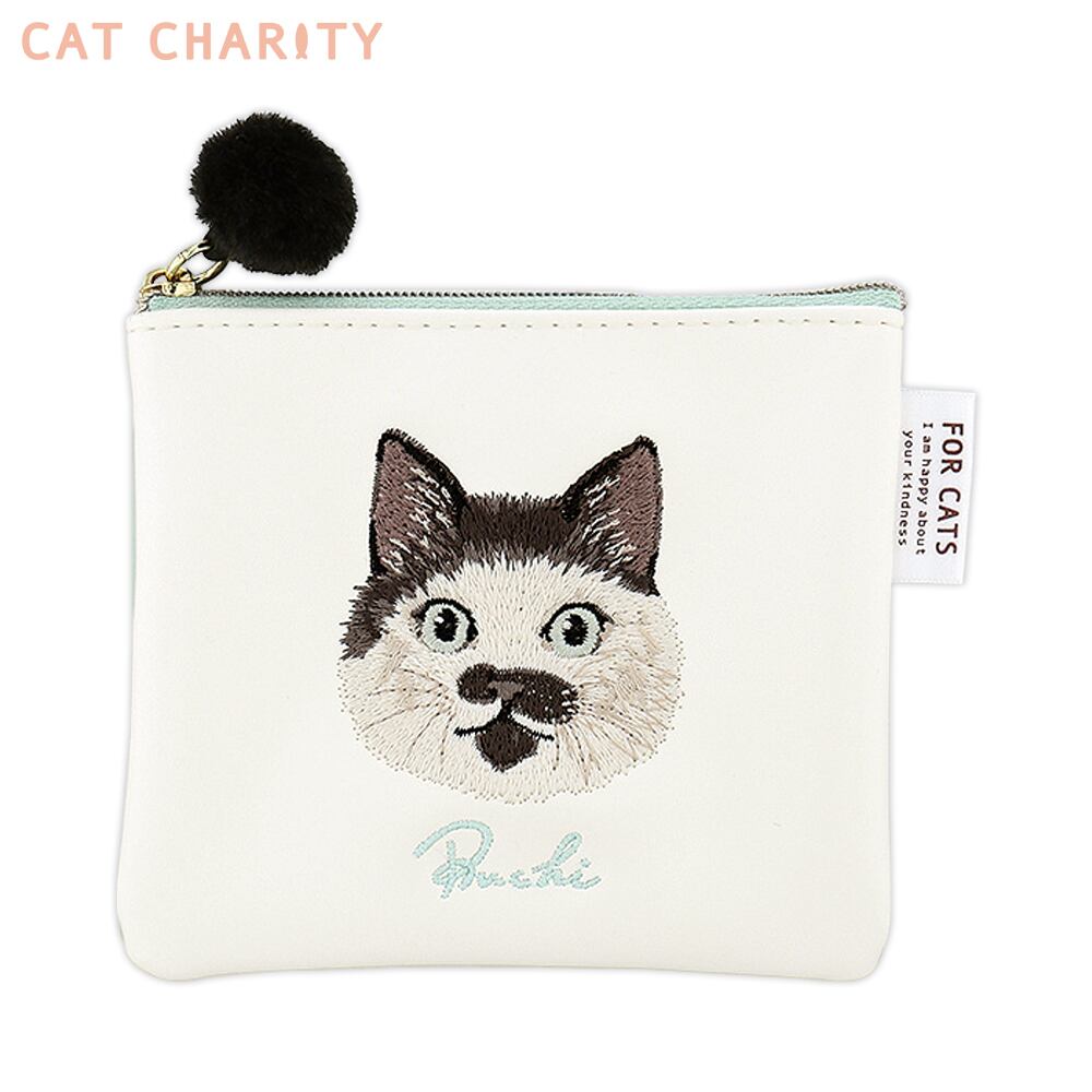 ドッグチャリティ＞ フラットポーチ（骨型カラビナ付き） ポメラニアン