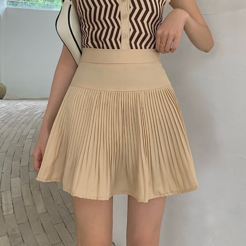 プリーツスカート ハイウェストウェストショートサマーホワイトスタイル 夏物 YY-ファッション88872292002