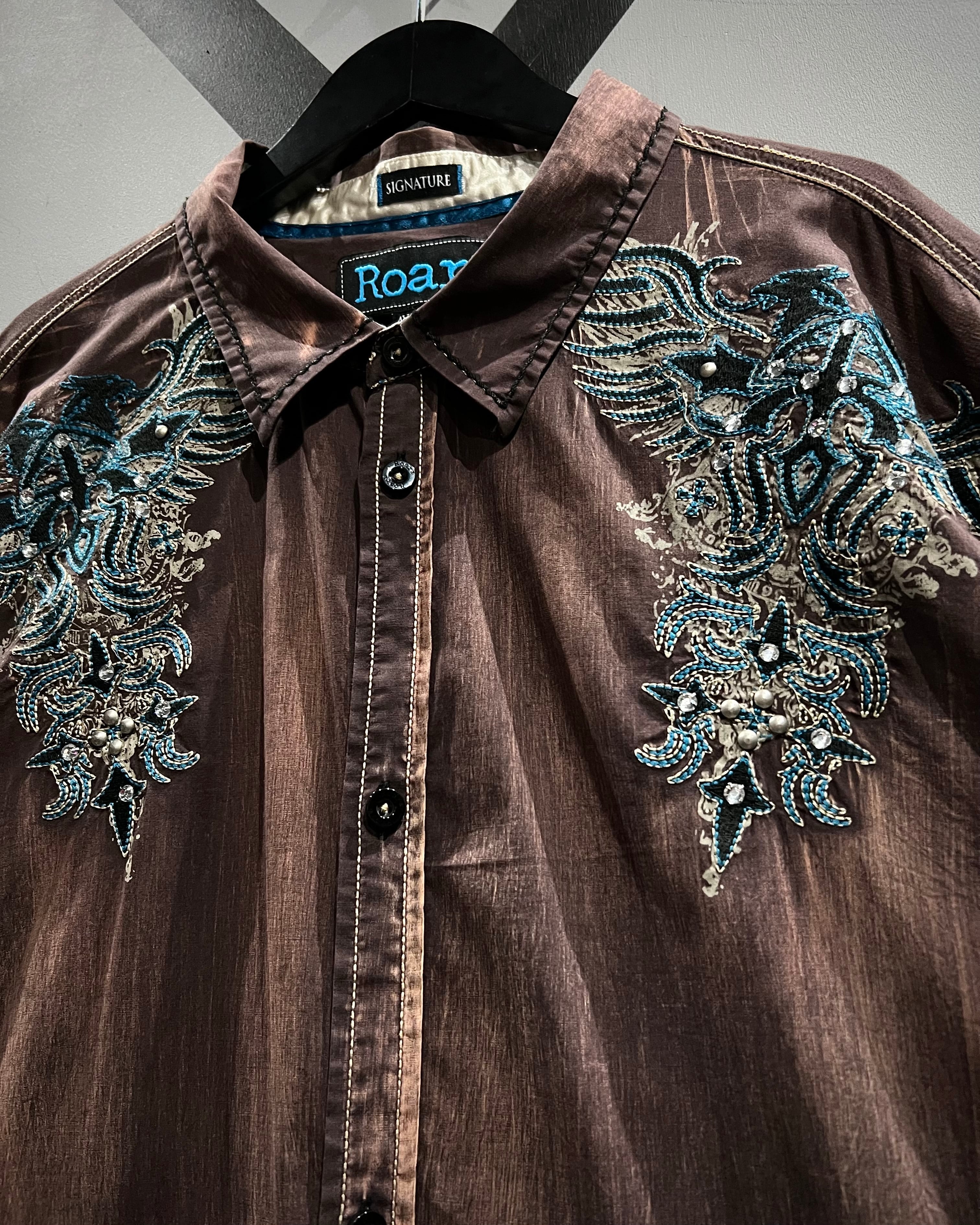 X VINTAGE】“Roar” Special Tribal Embroidery S/S Shirt | Caka(カカ