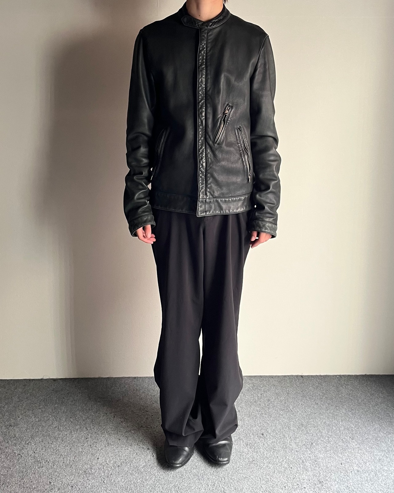 【DOLCE&GABBANA】lamb leather single riders jacket