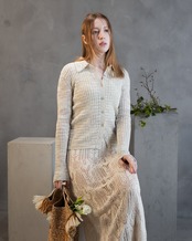 Fine Glitter Rib Polo Cardigan Knit