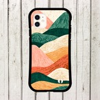 受注生産 iPhoneケース くすみカラーの山並みウェーブ｜レトロウェーブ CURV015D