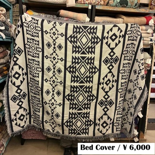TOPANGA Homefurnishing Tribal throwket I 130×180cm　トライバルスローケット　I　ホワイト　ブラック　ソファカバー　ベッドカバー　ブランケット