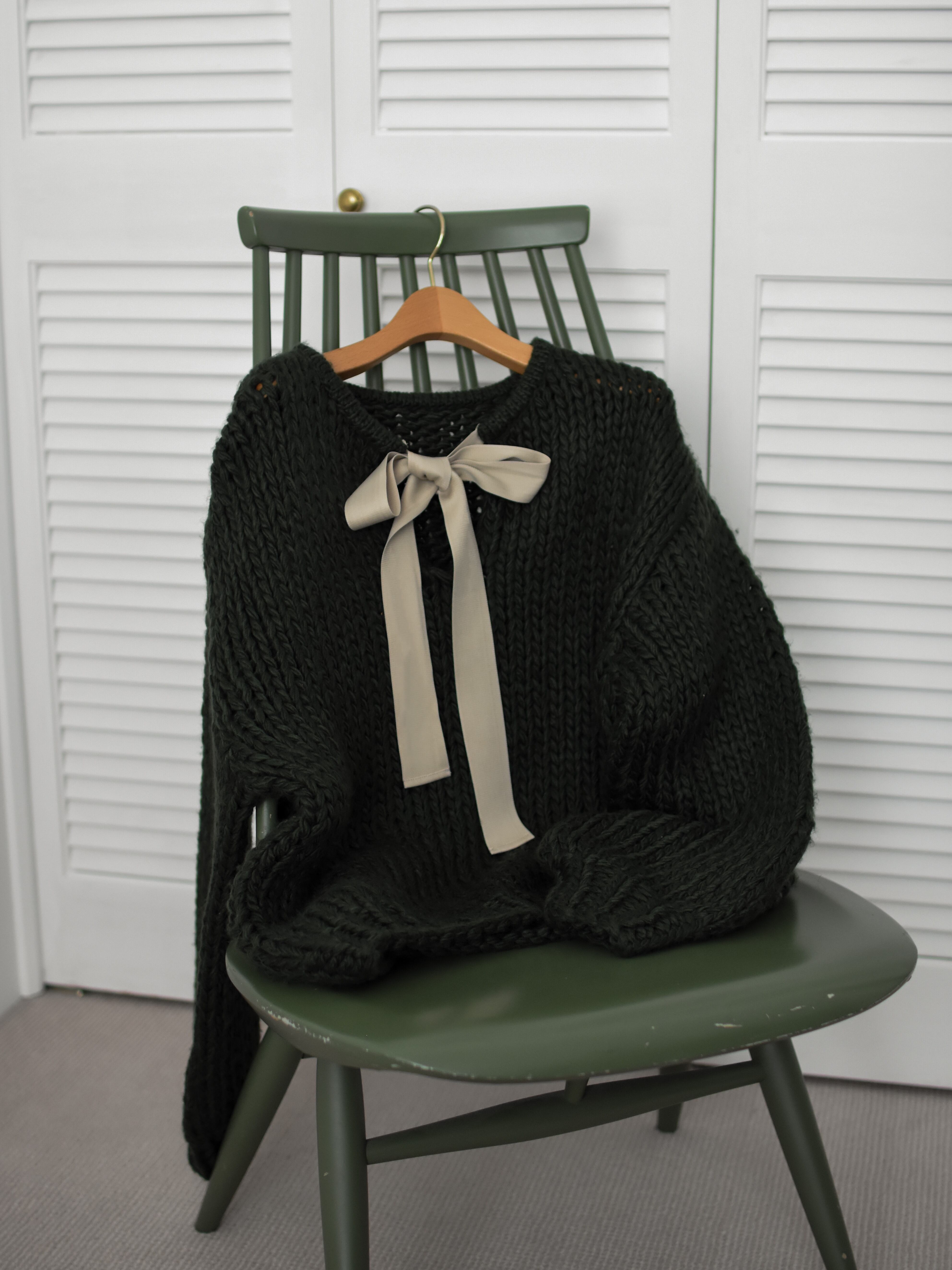 handmade back ribbon knit（green） | Cara by Katrin TOKYO