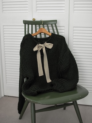 handmade back ribbon knit（green）