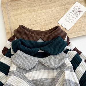 【PET】韓国風3色展開ストライプ柄シンプルデザインシャツ