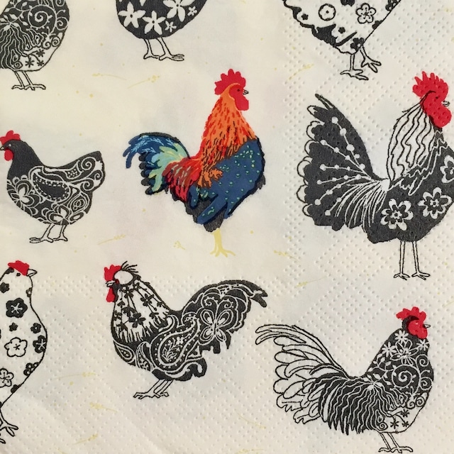 【ULSTER WEAVERS】バラ売り1枚 ポケットサイズ ペーパーナプキン ROOSTER オフホワイト