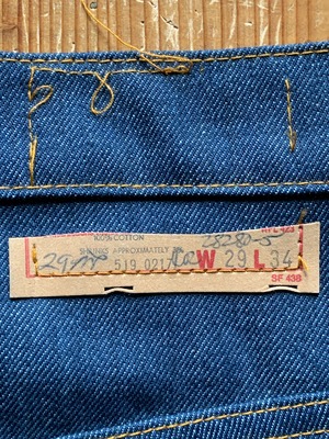 70's Levi's 519-0217 デニムパンツ DEADSTOCK 表記(29×34) USA製