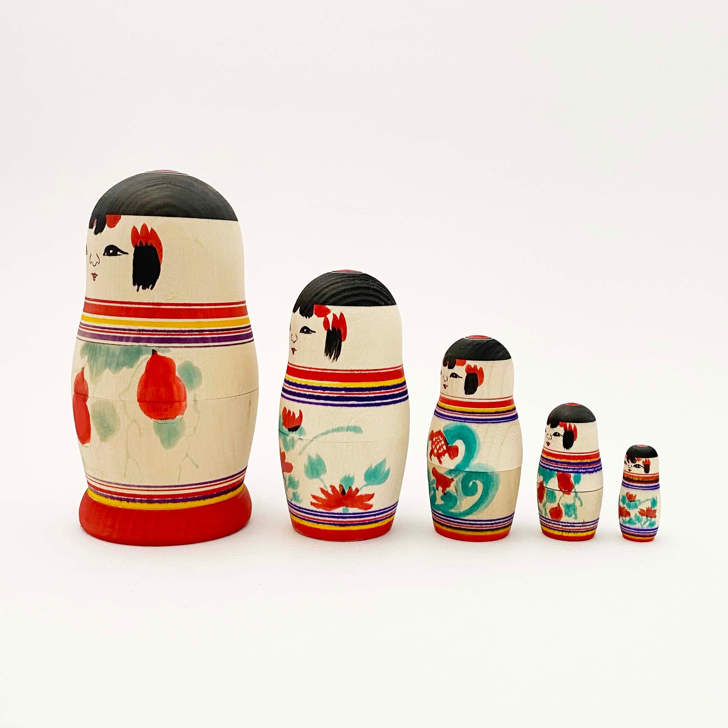 こけしのマトリョーシカ「伝統コケーシカ」（津軽系 阿保六知秀工人 / 5個組）村井型