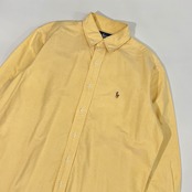 90s Ralph Lauren YARMOUTH ラルフローレン オックスフォード BD ボタンダウン 長袖シャツ 39-82/イエロー メンズ ビンテージ