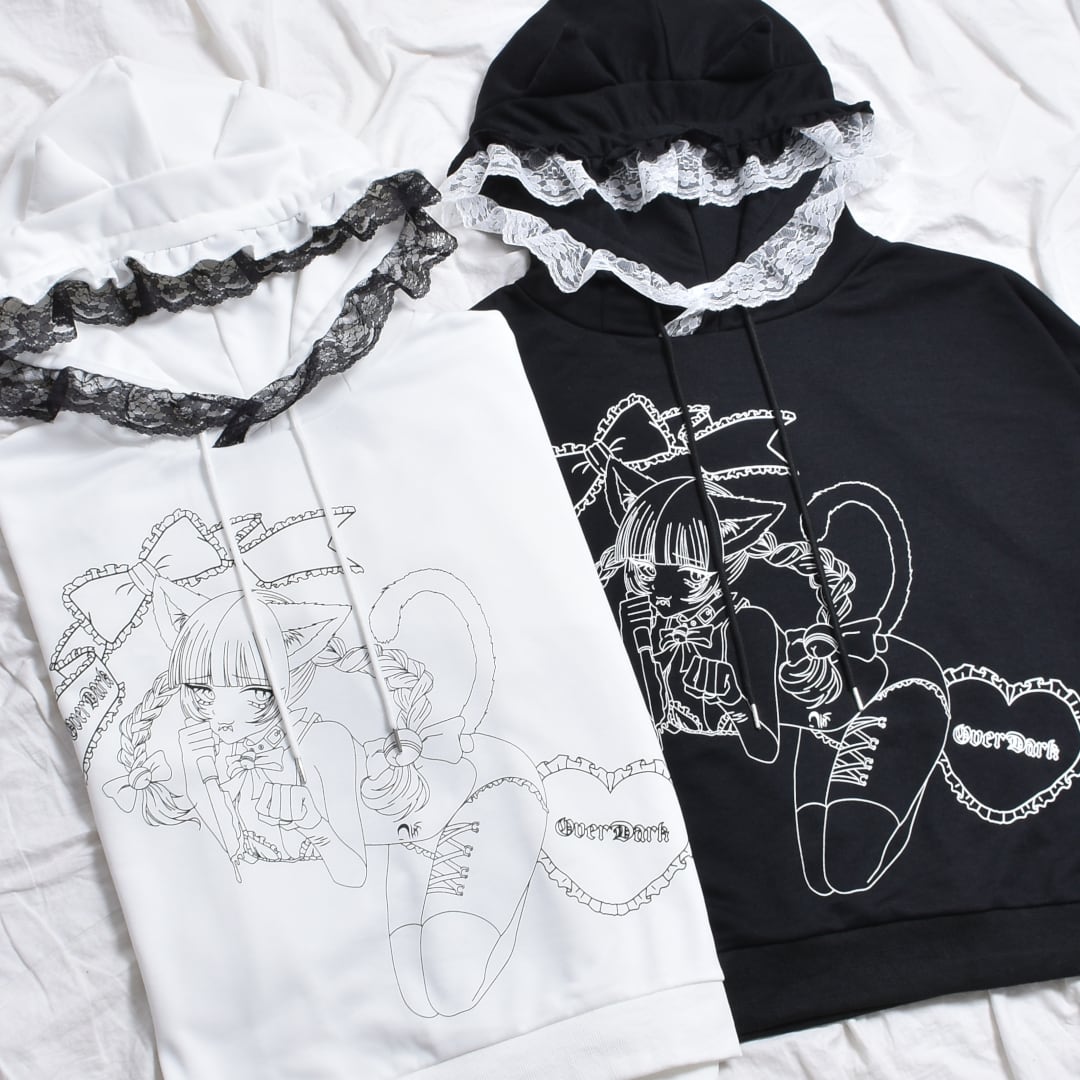 【S4号/一点物イラストアート】平成ギャルちゃん-猫耳パーカーバージョン- S4号/一点物イラストアート】平成ギャルちゃん-猫耳パーカーバージョン