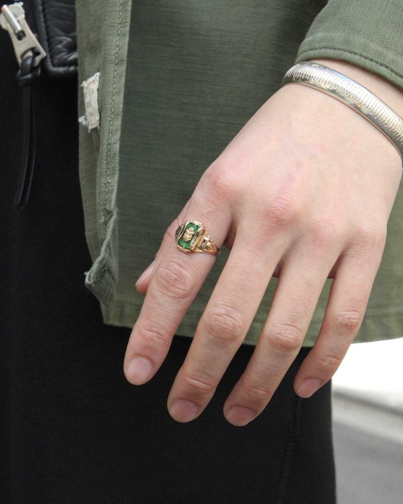 Vintage College Ring [JOSTEN 10kt Gold × Green ST Wolf Vintage College Ring [JOSTEN 10kt Gold × Green ST Wolf