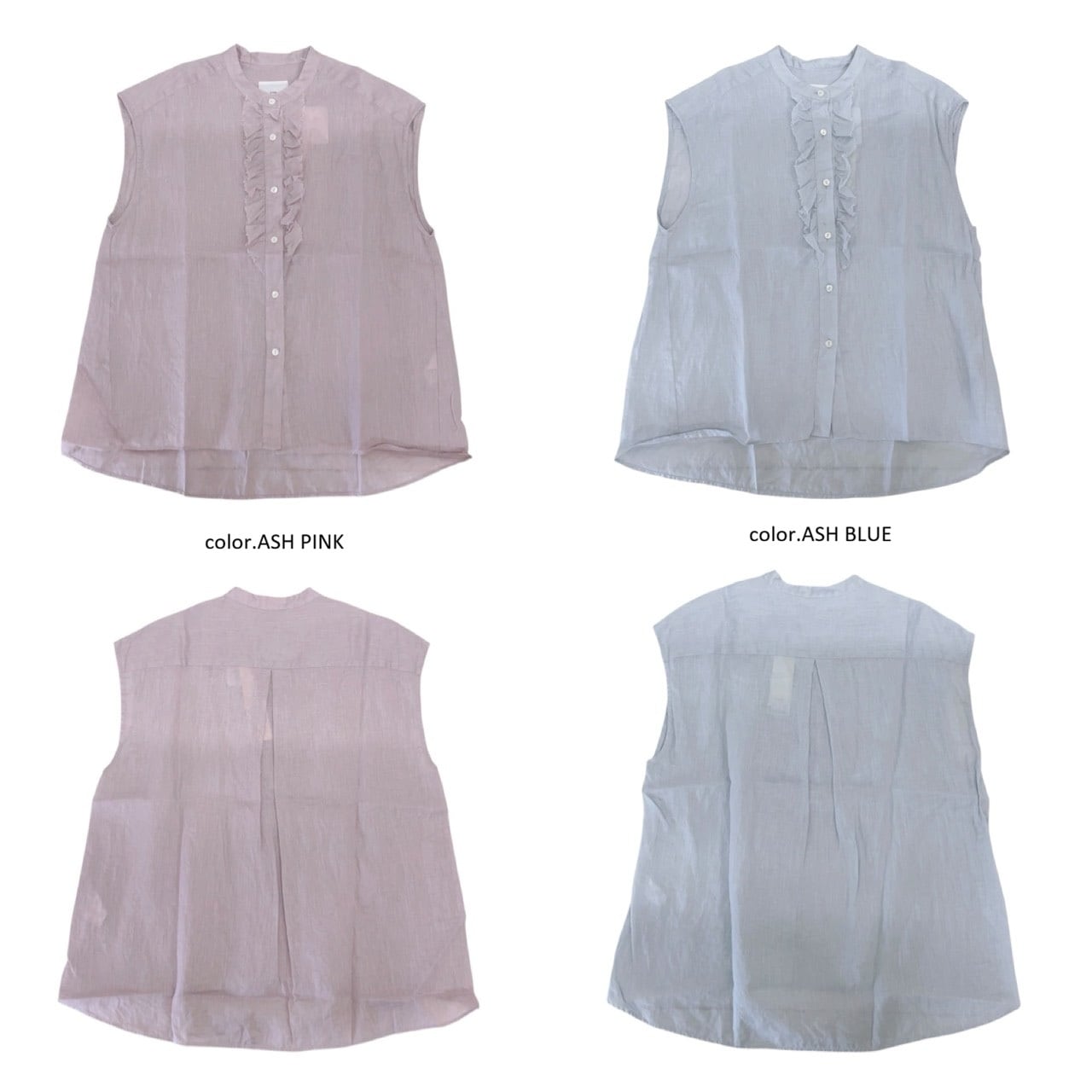 ROBE de PEAU】リネンフリルノースリーブブラウス / R360 | syozikiya