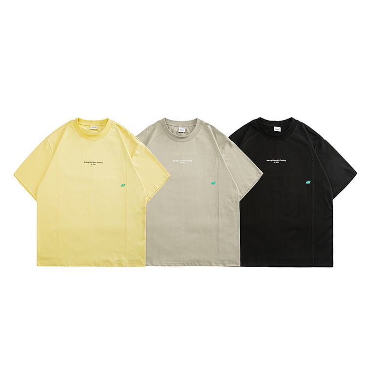 Text Logo Print Crew Neck T-Shirt ‐3col‐ A0459