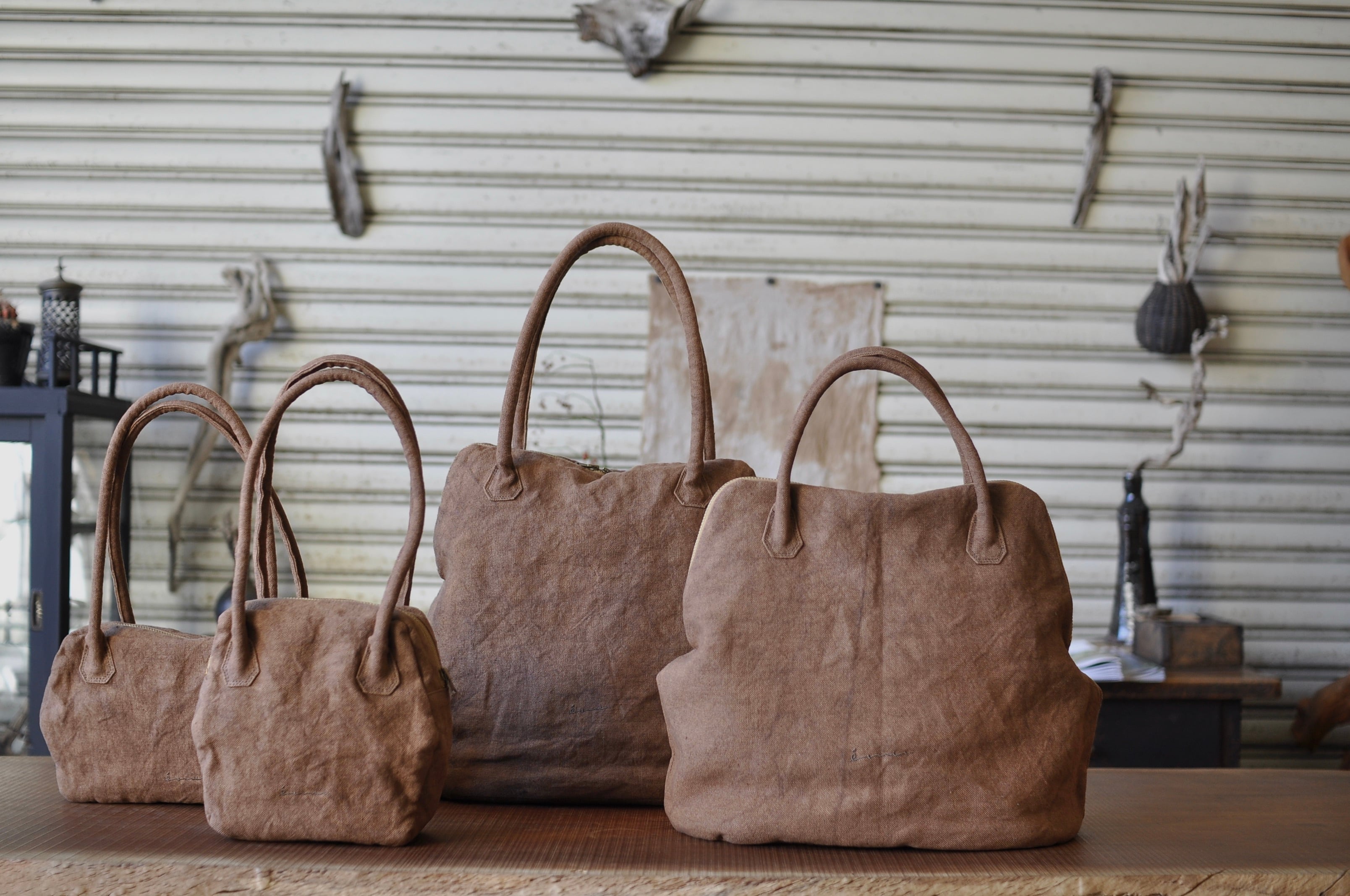 受注製作】 遠州リネン帆布 ボストンバッグ（Mサイズ） | 前川商店