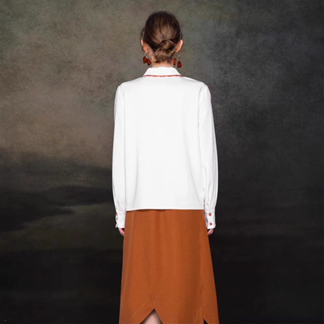 【Camoooni】木馬刺繍カラーシャツ 2color 10829