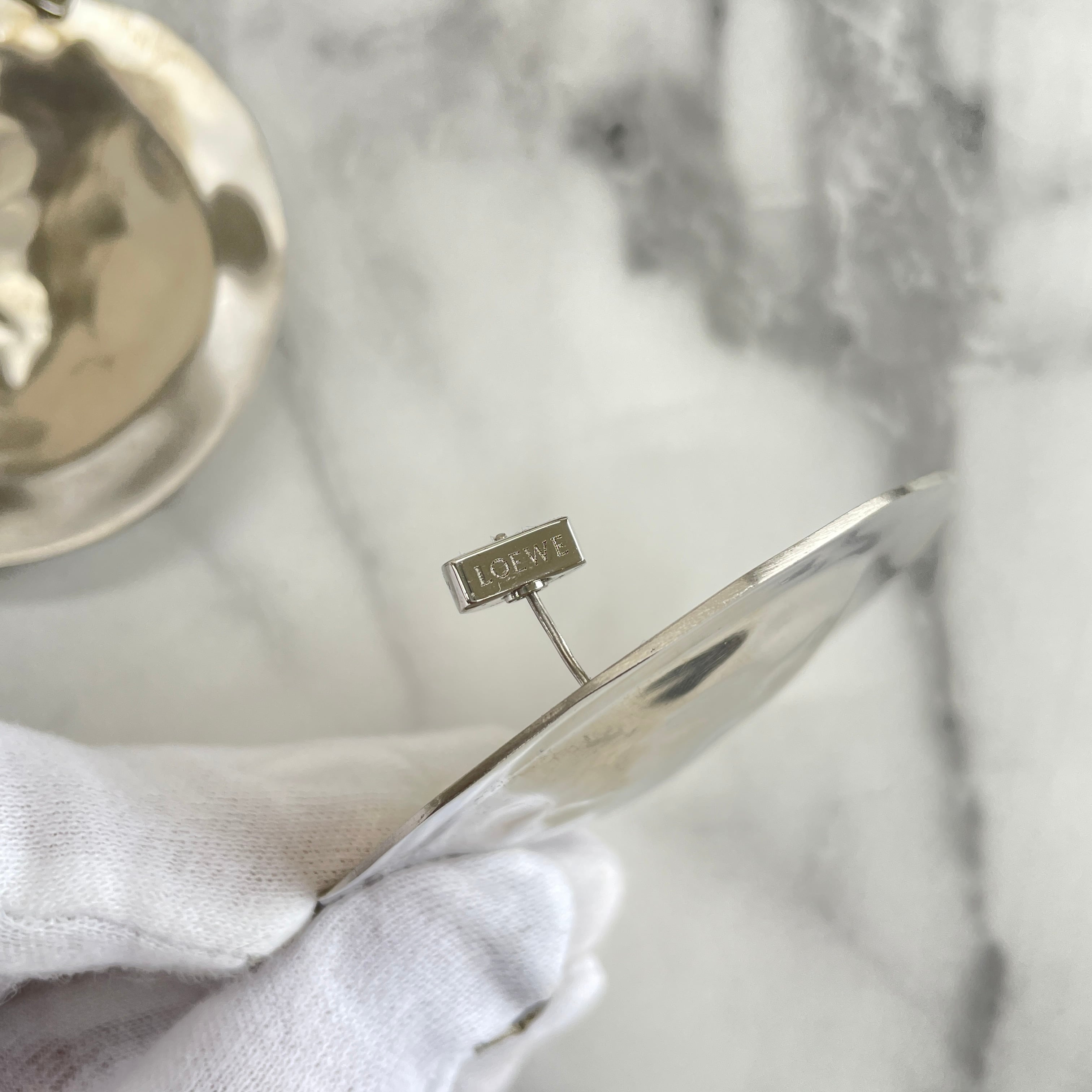 LOEWE ロエベ サークル 鎚目 Hammered Metal ピアス シルバー vintage