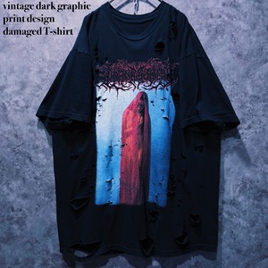 【doppio】vintage dark graphic print design damaged T-shirt